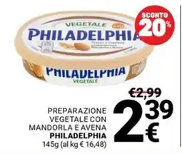 Supermercati Gulliver Preparazione vegetale con mandorla e avena Philadelphia offerta