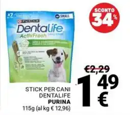 Supermercati Gulliver Stick per cani Dentalife Purina offerta