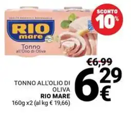 Supermercati Gulliver Tonno all'olio di oliva Rio Mare offerta