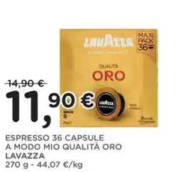 Orvea Espresso 36 capsule a modo mio qualità oro Lavazza offerta
