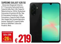Galassia Samsung Galaxy A26 5G offerta