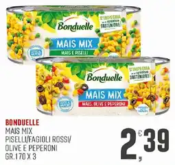 Maxipiù Bonduelle Mais Mix Piselli/Fagiolì Rossi/Olive e Peperoni offerta
