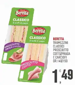 Maxipiù Beretta tramezzini classici prosciutto cotto/praga e carciofi offerta