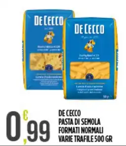Euroesse De Cecco pasta di semola formati normali varie trafile offerta