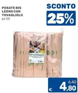 C+C Cash and Carry Posate bis legno con tovagliolo offerta