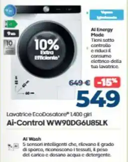 Elettrosintesi Lavatrice EcoDosatore® Ai-Control offerta