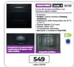 Elettrosintesi Forno da incasso pulitico con funzione vapore Holair offerta