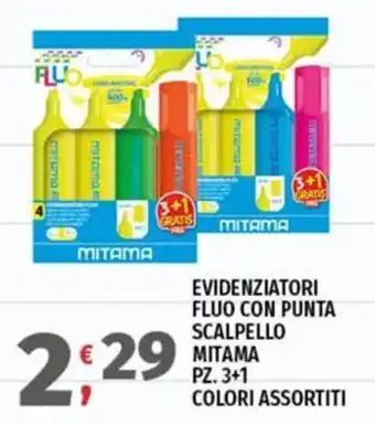 Evidenziatori fluo con punta scalpello Mitama