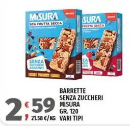 Vivo Supermercati Barrette senza zuccheri Misura offerta