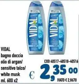 Del Prete Distribuzioni Vidal bagno doccia olio di argan/ sensitive talco/ white musk offerta