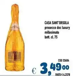 Del Prete Distribuzioni Casa Sant'Orsola prosecco doc luxury millesimato offerta