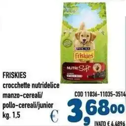 Del Prete Distribuzioni Friskies crocchette nutridelice manzo-cereali/pollo-cereali/junior offerta