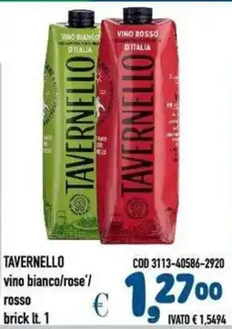 Del Prete Distribuzioni Tavernello vino bianco/rose'/rosso offerta