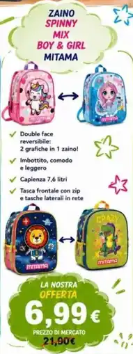 A Casa Mia Zaino Spinny Mix Boy & Girl Mitama offerta