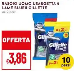 Pan Rasoio uomo usa&getta 2 lame blueii gillette offerta