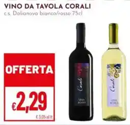 Pan Vino da tavola corali offerta