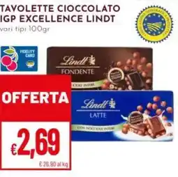 Pan Tavolette cioccolato IGP Excellence Lindt offerta