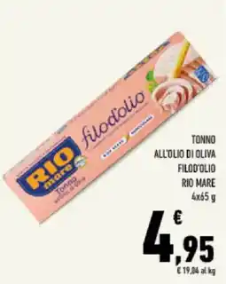 Conad Tuday Tonno all'olio di oliva filod'olio Rio Mare offerta