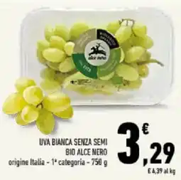 Conad Tuday Uva bianca senza semi bio alce nero offerta