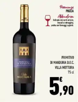 Conad Tuday Primitivo di Manduria D.O.C. Villa Mottura offerta