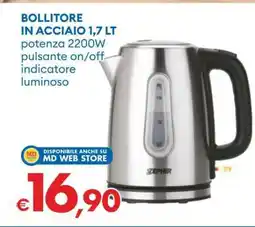 MD Discount BOLLITORE IN ACCIAIO 1,7 LT offerta