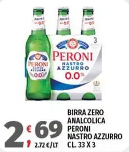 Vivo Supermercati Birra zero analcolica Peroni Nastro Azzurro offerta