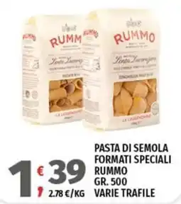 Vivo Supermercati Pasta di semola formati speciali Rummo offerta