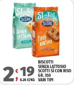 Vivo Supermercati Biscotti senza lattosio Scotti Sì con Riso offerta