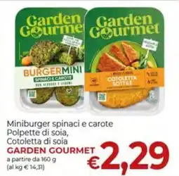 Supermercati Nonna Isa Miniburger spinaci e carote Polpette di soia, Cotoletta di soia Garden Gourmet offerta