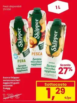 Eurospar Succo Skipper senza zuccheri aggiunti gusti assortiti offerta