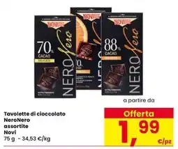 Eurospar Tavolette di cioccolato NeroNero assortite Novi offerta