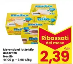 Eurospar Merenda al latte Mio assortita Nestlé offerta