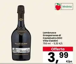 Eurospar Lambrusco Grasparossa di Castelvetro DOC Villa Cialdini offerta