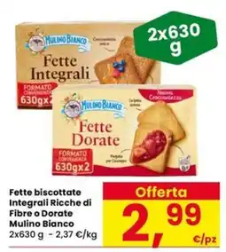 Eurospar Fette biscottate Integrali Ricche di Fibre o Dorate Mulino Bianco offerta