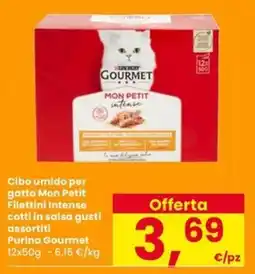 Eurospar Cibo umido per gatto Mon Petit Filettini intense cotti in salsa gusti assortiti offerta