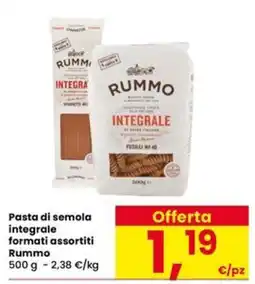 Eurospar Pasta di semola integrale formati assortiti Rummo offerta