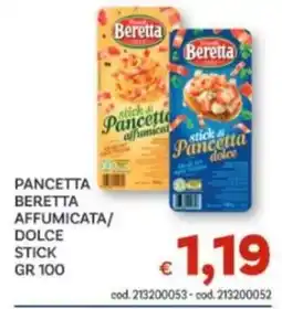 Vivo Supermercati Pancetta Beretta affumicata/dolce stick offerta