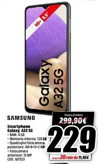 MediaWorld Samsung Smartphone Galaxy A32 5G offerta