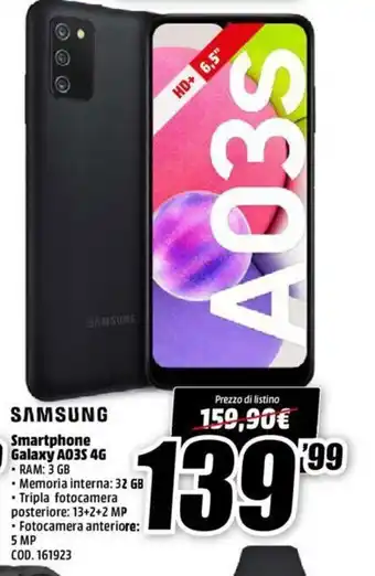 MediaWorld Samsung Smartphone Galaxy A03S 4G offerta
