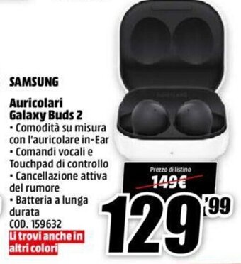 MediaWorld Samsung Auricolari Galaxy Buds 2 offerta