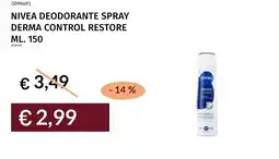 Prezzemolo e Vitale Nivea deodorante spray derma control restore offerta