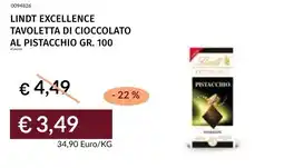 Prezzemolo e Vitale Lindt Excellence Tavoletta di cioccolato al pistacchio offerta