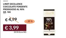Prezzemolo e Vitale Lindt Excellence cioccolato fondente prodigioso al 90% offerta