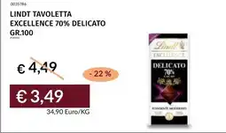 Prezzemolo e Vitale Lindt Tavoletta Excellence 70% Delicato offerta