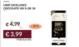 Prezzemolo e Vitale Lindt Excellence cioccolato 100% offerta