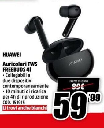 MediaWorld Huawei Auricolari TWS Freebuds 4i offerta
