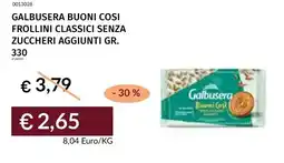 Prezzemolo e Vitale Galbusera Buoni Così Frollini Classici Senza Zuccheri Aggiunti offerta