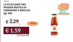 Prezzemolo e Vitale Passata rustica di pomodoro e basilico Le Eccellenze P&V offerta