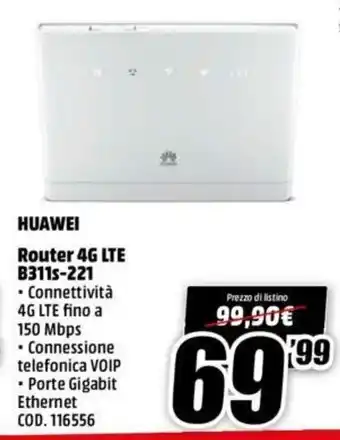 MediaWorld Huawei Router 4G Lite B311s-221 offerta