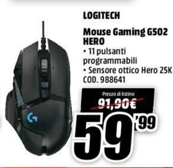 MediaWorld Logitech Mouse Gaming G502 Hero offerta